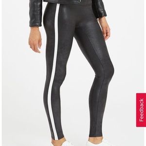 Spanx Faux Leather Stripe Leggings. Tag on, medium